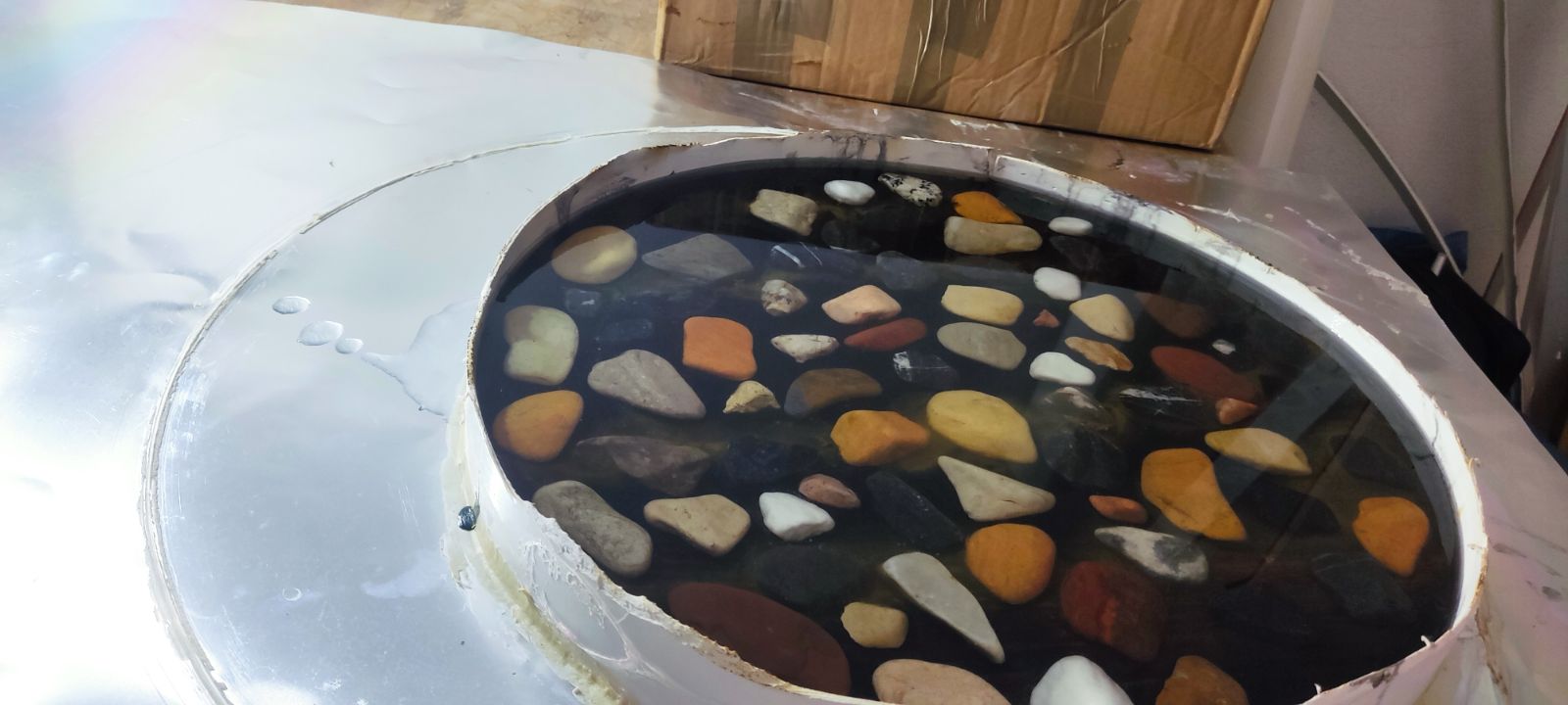 Table en résine vue de dessus